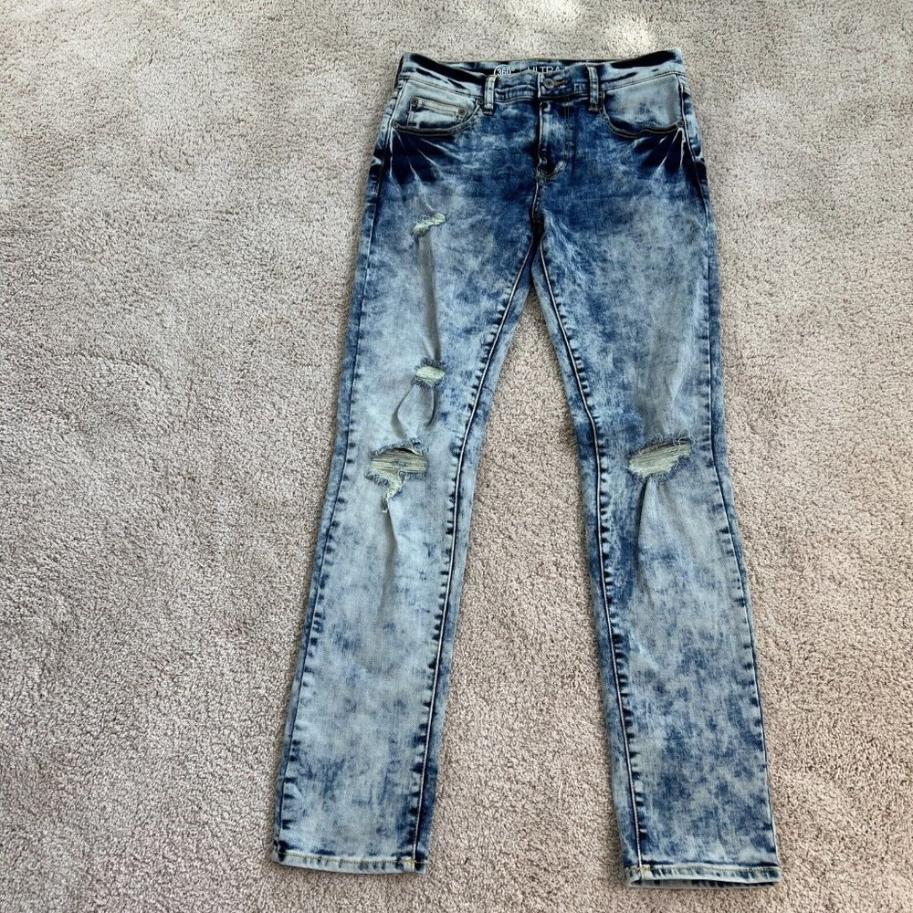 Arizona Mens Advance Flex 360 Skinny Fit Jean 30x32 Blue Bleach Distressed